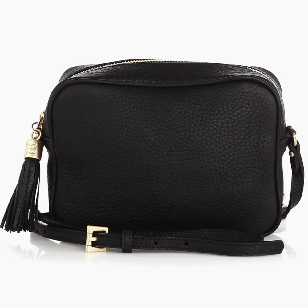 GIGI New York Madison Crossbody Camera Bag Black Pebble Grain Leather